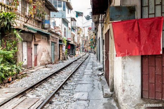Picture of Hanoi Street with Train Tracks in Vietnam